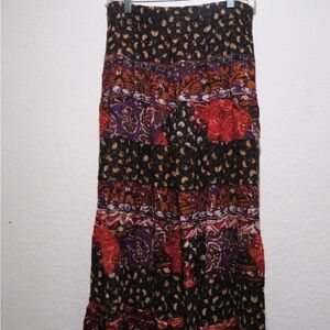 Carole Little Whimsical Multicolor Patchwork Maxi Skirt
